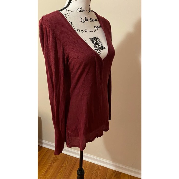 Women’s Size Large Lightweight Pullover Hoodie Long Sleeve Burgundy - Picture 5 of 8
